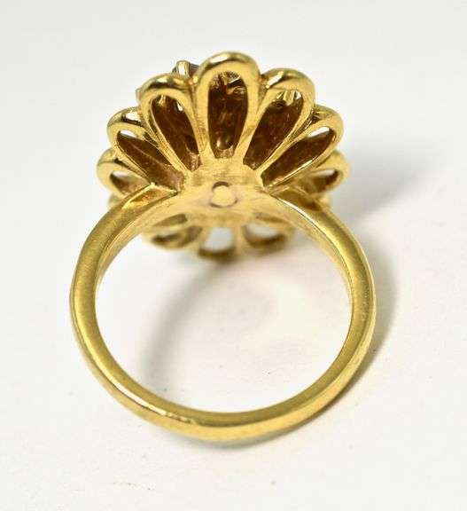 Traditional 18K Marquise Opal and Diamond Ring