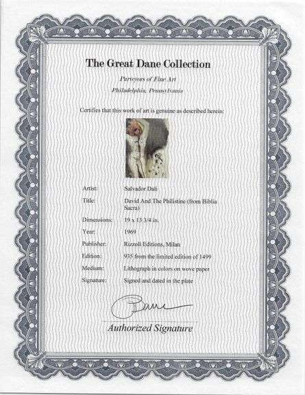 Highly Collectible and Rare Salvador Dali Original Lithograph from the 'Biblia Sacra' Suite