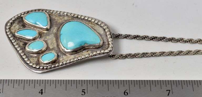 Turquoise Gemstone Pendant Necklace in Sterling Silver