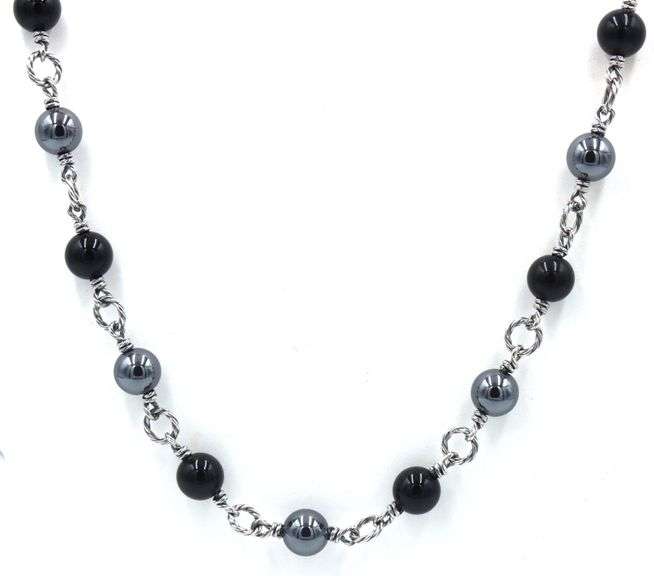 David Yurman Bijoux onyx and Hemitite necklace