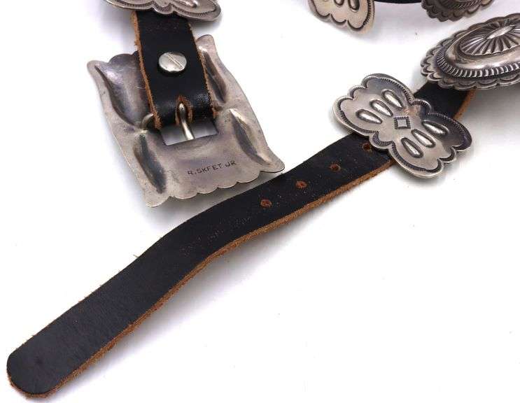 Vintage 925 sterling silver American Navajo Concho belt