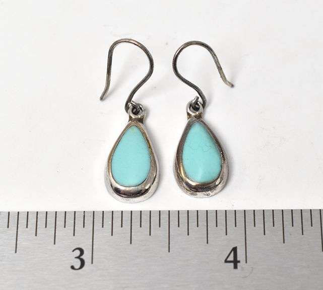 Turquoise Gemstone Dangle Earrings in Sterling Silver