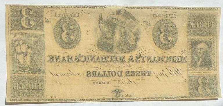 $3 Merchants and Mechanics Bank of Michigan Note