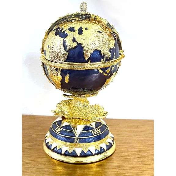 24k Gold Fabergé Egg Globe Handmade with Austrian Crystals