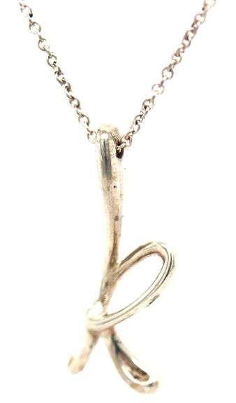 Tiffany & Co Alphabet letter K pendant on chain