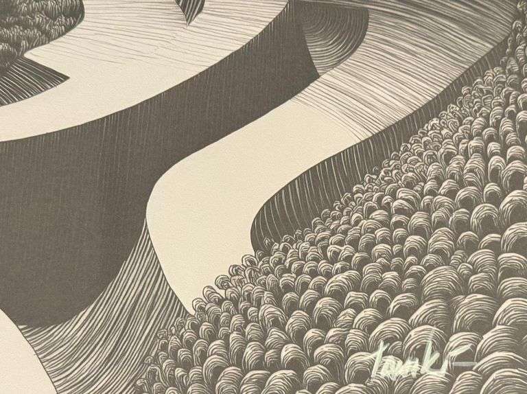 Abstract Japanese LE Print Artist Signed