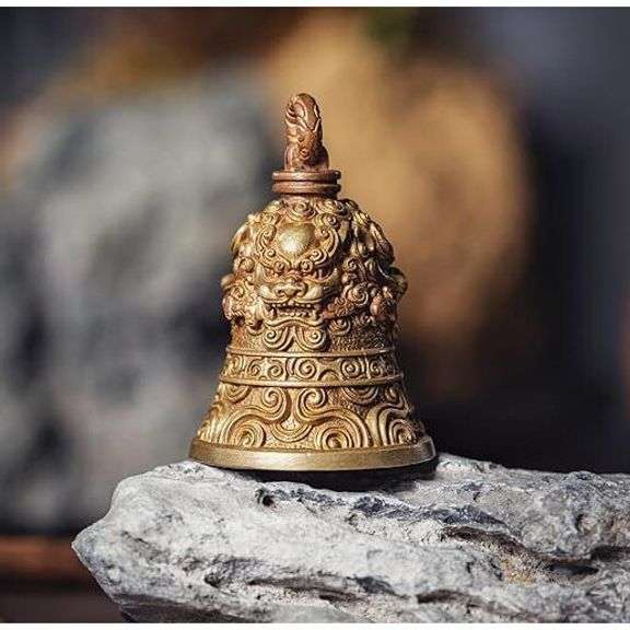 Brass and Copper Lion-Biting Sword Bell