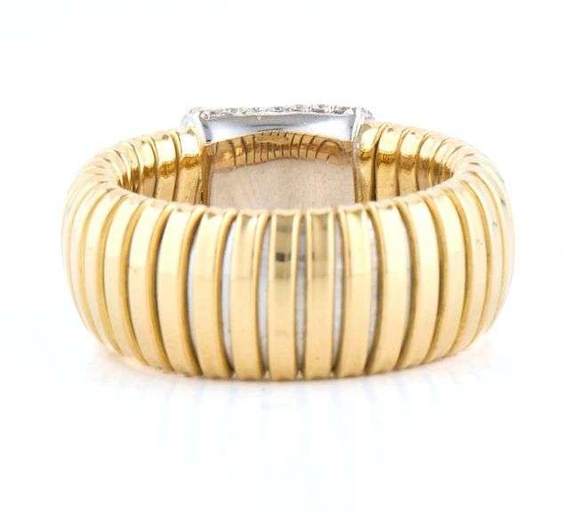 0.93ctw Pave Diamond Station Sculpted Flex Band Ring