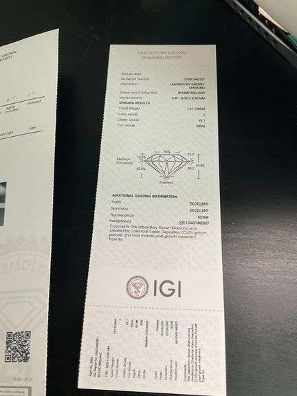 LAB GROWN ROUND BRILLIANT CUT LOOSE DIAMOND . 1.91 CARAT