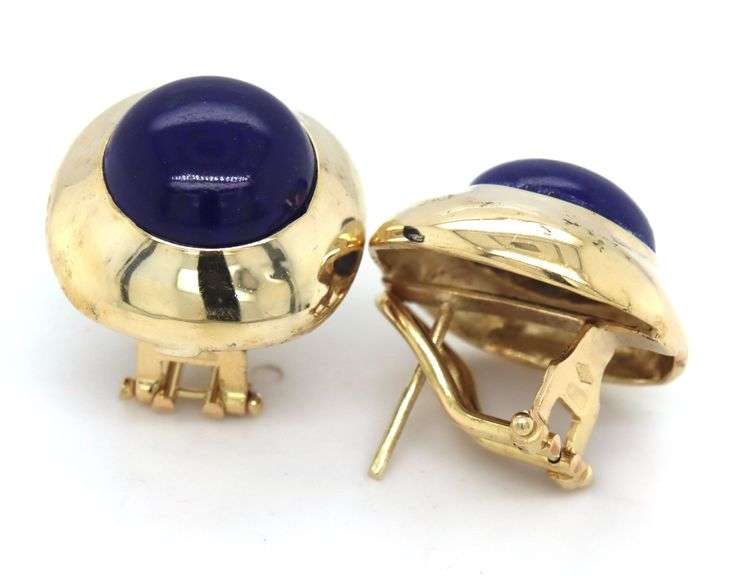 18kt Yellow gold lapis earrings