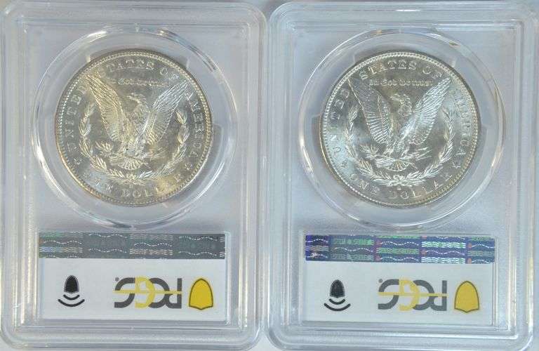 Near Gem BU 1881-S & 1882-S Morgan Silver Dollars. PCGS MS64