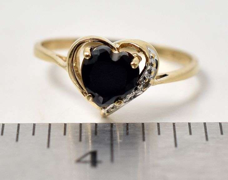 Loving 10K Yellow Gold Black Spinel and Diamond Ring