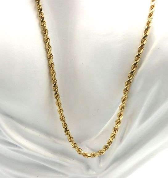 14kt Yellow gold rope chain necklace
