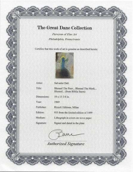 Highly Collectible and Rare Salvador Dali Original Lithograph from the 'Biblia Sacra' Suite