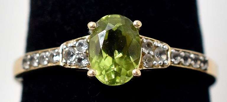 Marvelous 10K Yellow Gold Peridot and Diamond Ring