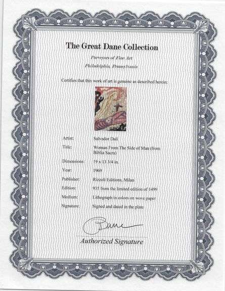 Highly Collectible and Rare Salvador Dali Original Lithograph from the 'Biblia Sacra' Suite