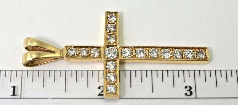 Stunning 14K Diamond Cross Pendant