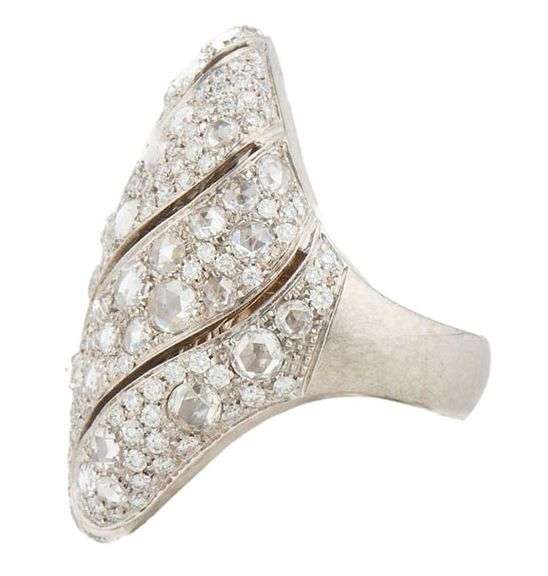 Von Kock 5.50ctw Rose and Round Cut Wave Style Cocktail Ring in 18K