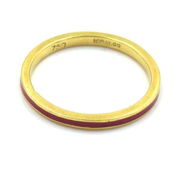 Sweet 18K YG and Pink Coral Stackable Band