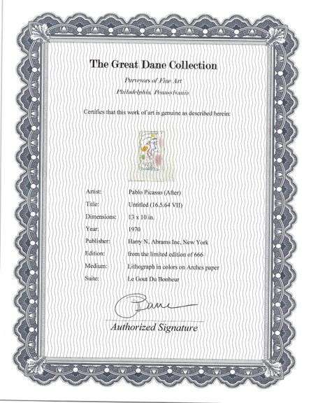 Exclusive Limited Edition Pablo Picasso Lithograph 1970