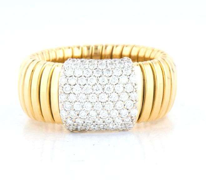 0.93ctw Pave Diamond Station Sculpted Flex Band Ring