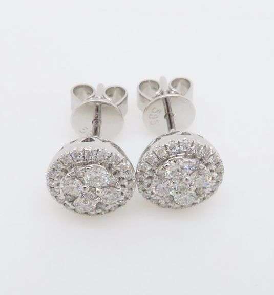 Diamond Halo Cluster Earrings