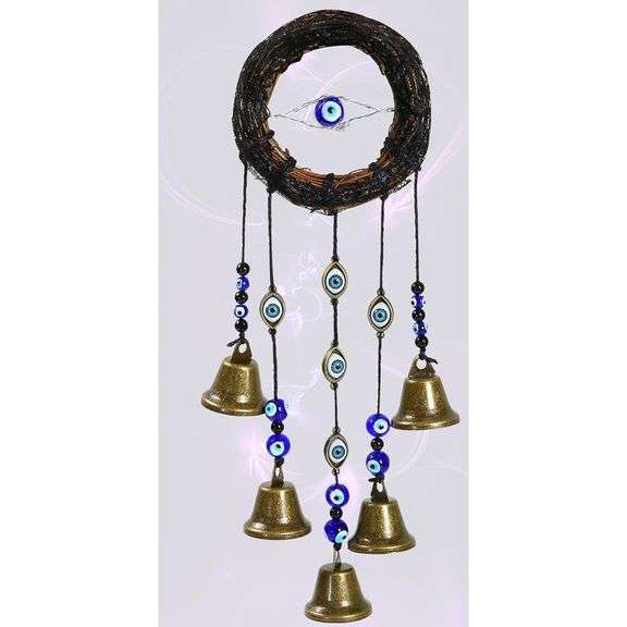 Bells with Blue Watchful Eye Chimes