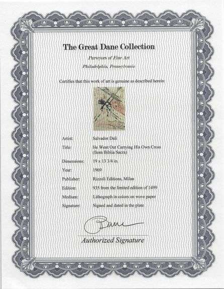 Highly Collectible and Rare Salvador Dali Original Lithograph from the 'Biblia Sacra' Suite