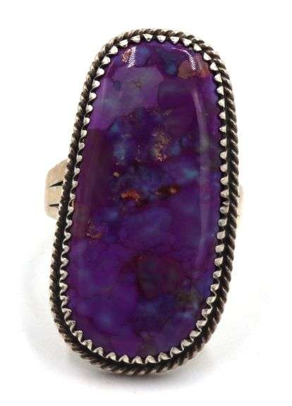 Set of 925 sterling silver signed purple stone pendant and ring