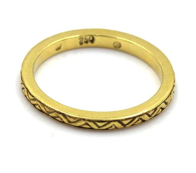 Stackable 18K YG Patterned Band by Hidalgo