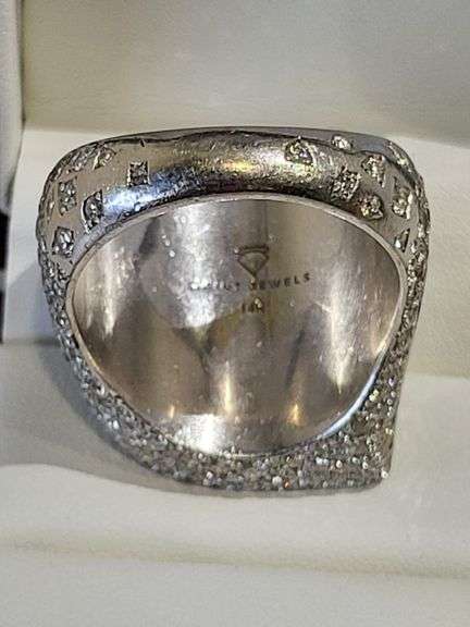 Bentley Diamond Men’s 14K White Gold All-Ice Diamond ring with Over 7CTW Natural Diamonds