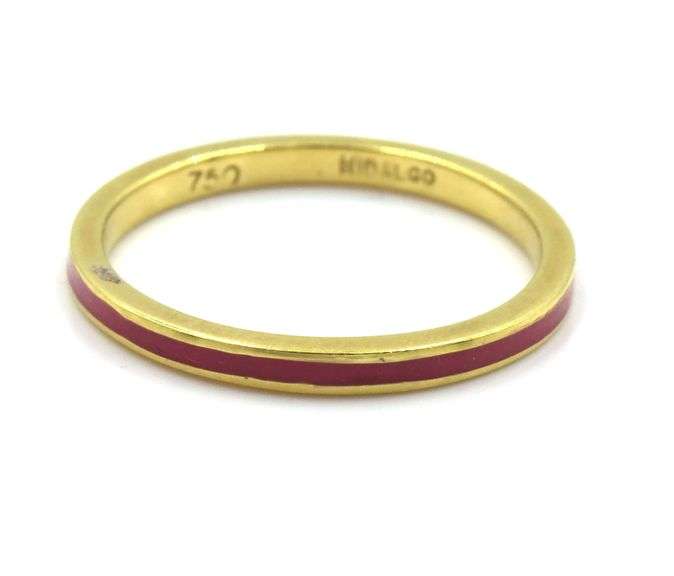 Sweet 18K YG and Pink Coral Stackable Band