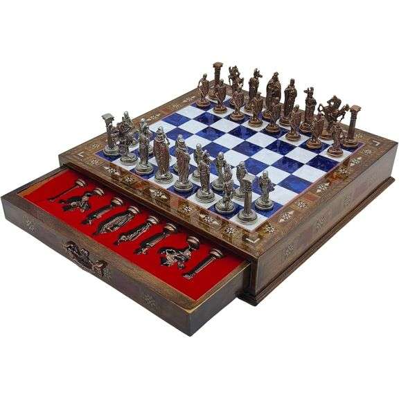 Chess Set with British Army Metal Pieces