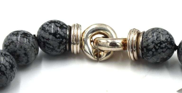 Tiffany & Co. Snowflake Obsidian Bead Necklace