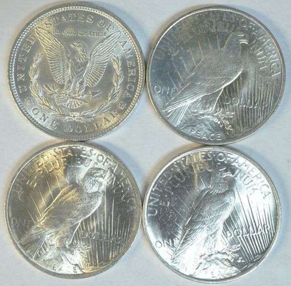 4 Fresh Choice BU 1921 to 1924 US Silver Dollars