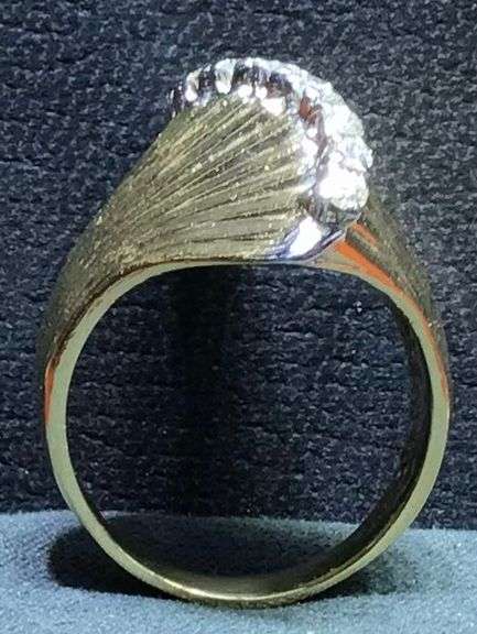 14K YELLOW GOLD NATURAL DIAMOND BALLERINA RING