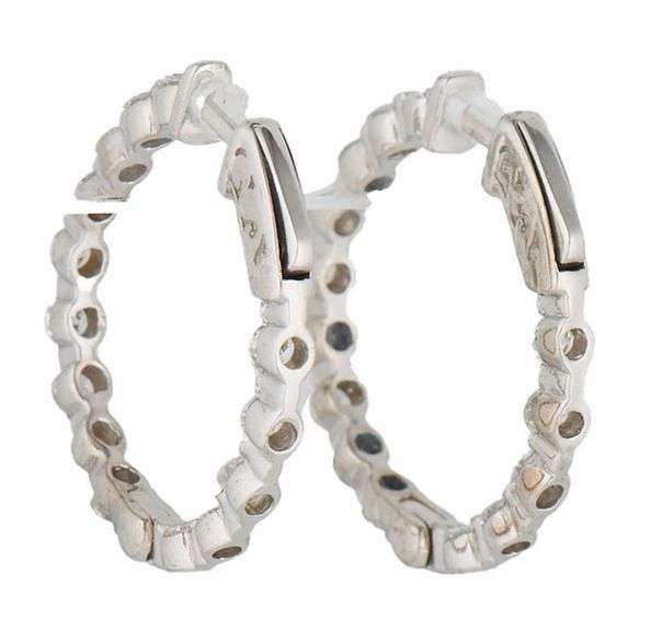 1.65ctw Round Diamond Inside Out Hoop Earrings in 14K
