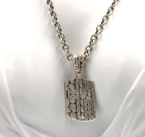 John Hardy dog tag cross pendant on chain