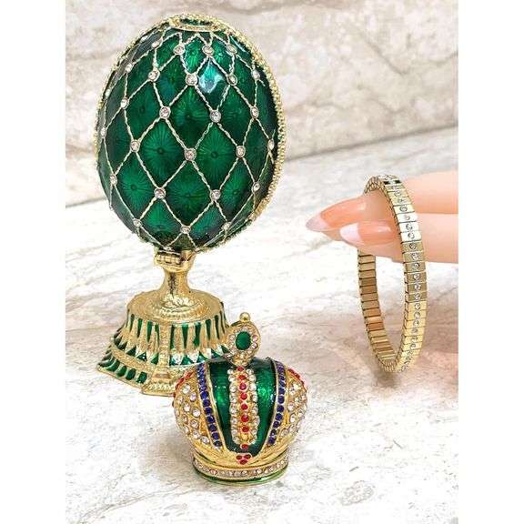 24K Gold Imperial Fabergé-Style Egg with Austrian Crystals