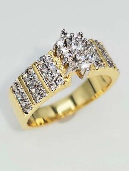 Ladies Sparkling 14 Kt Yellow Gold Plated  2.75 Ct Lab Simulated Diamond Ring