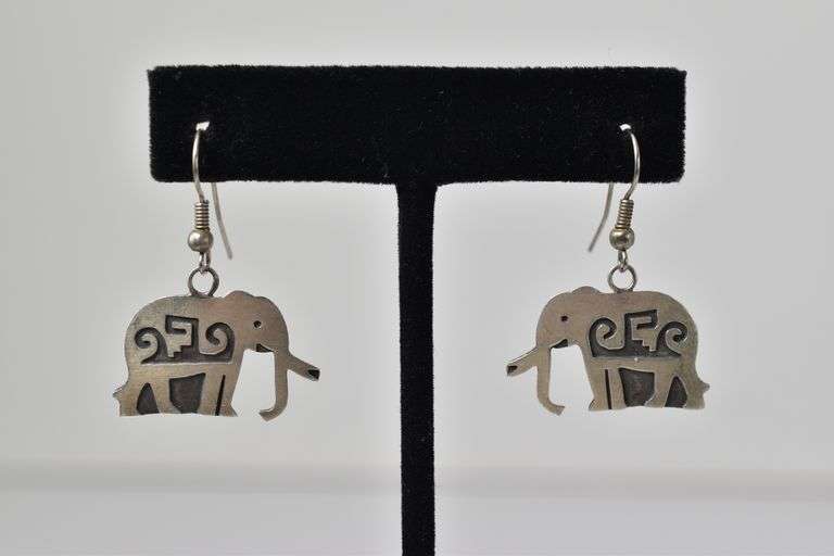 Elephant Dangle Earrings in Sterling Silver