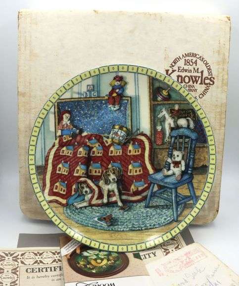 1991 Edwin M Knowles cozy county corners hide and seek dog plate