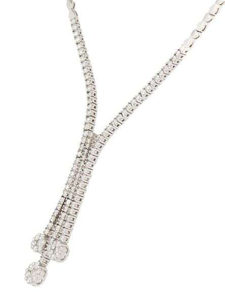 14kt White gold 2.00ctw Diamond Cluster Triple Drop Necklace