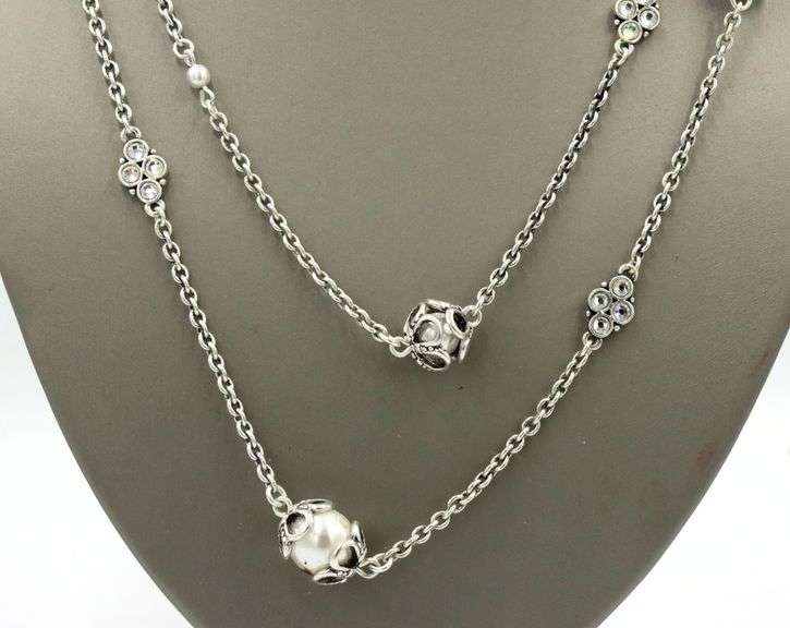 925 Sterling silver pearl ball yard necklace