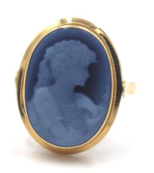 Stunning 14K YG Laser Cut Cameo Ring and Pendant