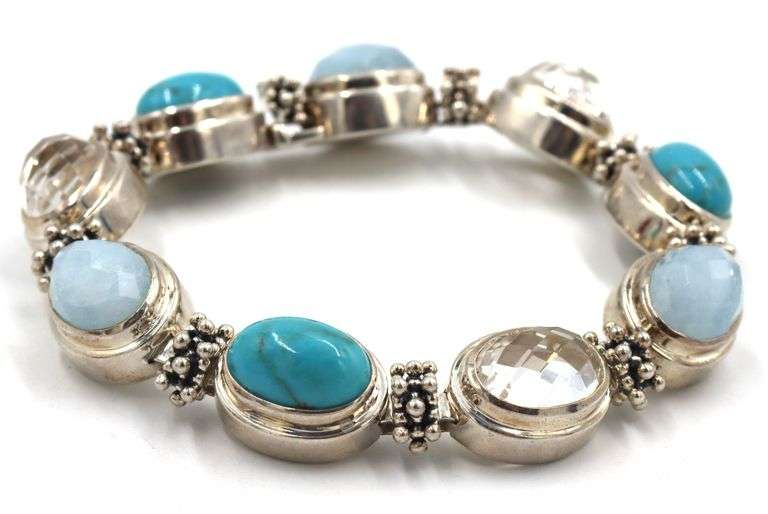 Michael Dawkins turquoise and aquamarine link bracelet