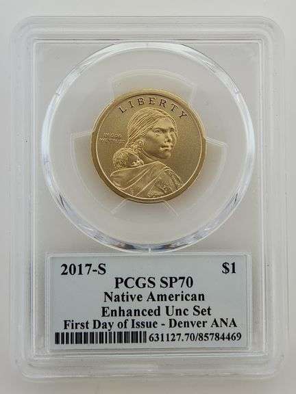 2017-S Native American Dollar Enhanced UNC, FDOI - PCGS SP70