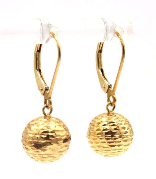 14kt Yellow gold ball dangle earrings