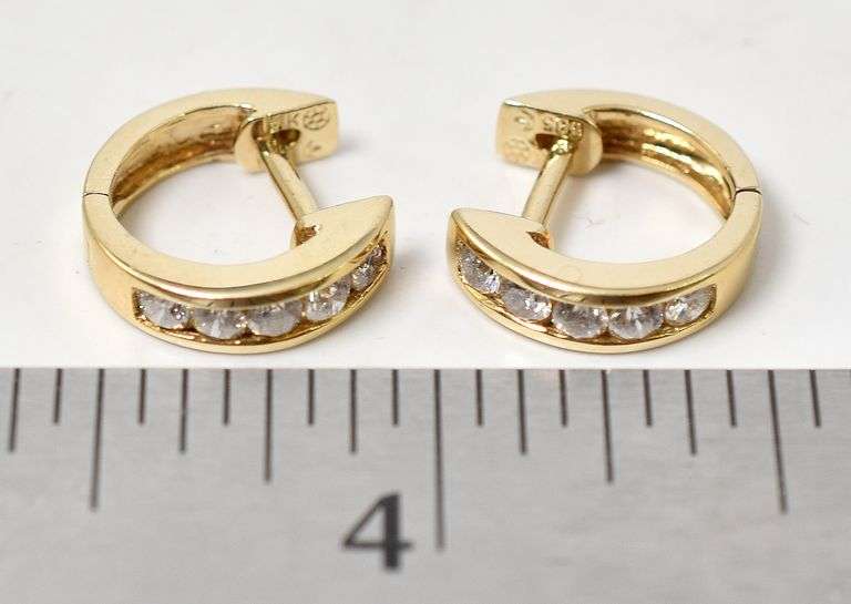 Wonderful Diamond Huggie Hoops In 14k Yellow Gold