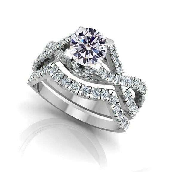 Amazing 2.75 Ct Bright White Lab Simulated Diamond 2 Band Engagement Ring